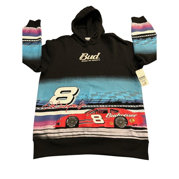 NASCAR Dale Earnhardt Jr Budweiser Hoodie Black Racing Sweatshirt Mens M NEW - Picture 8 of 8